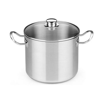 Pot with Glass Lid BRA A343936 10,5 L Steel Stainless steel Stainless steel 18/10