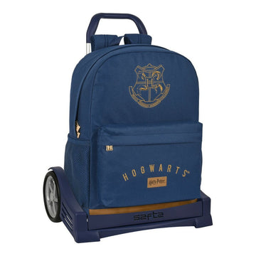 School Rucksack with Wheels Harry Potter Magical Brown Navy Blue (32 x 43 x 14 cm)