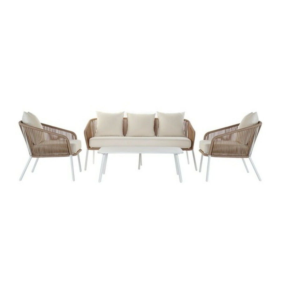 Sofa and table set DKD Home Decor MB-179038 Garden Beige Metal Aluminium Rope 151,5 x 72 x 70 cm (4 pcs)