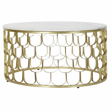 Side table DKD Home Decor 81 x 81 x 42 cm Golden White Plastic Marble Iron