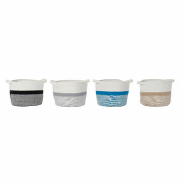 Basket DKD Home Decor Blue Black Beige Grey 25 x 25 x 20 cm (4 Pieces)