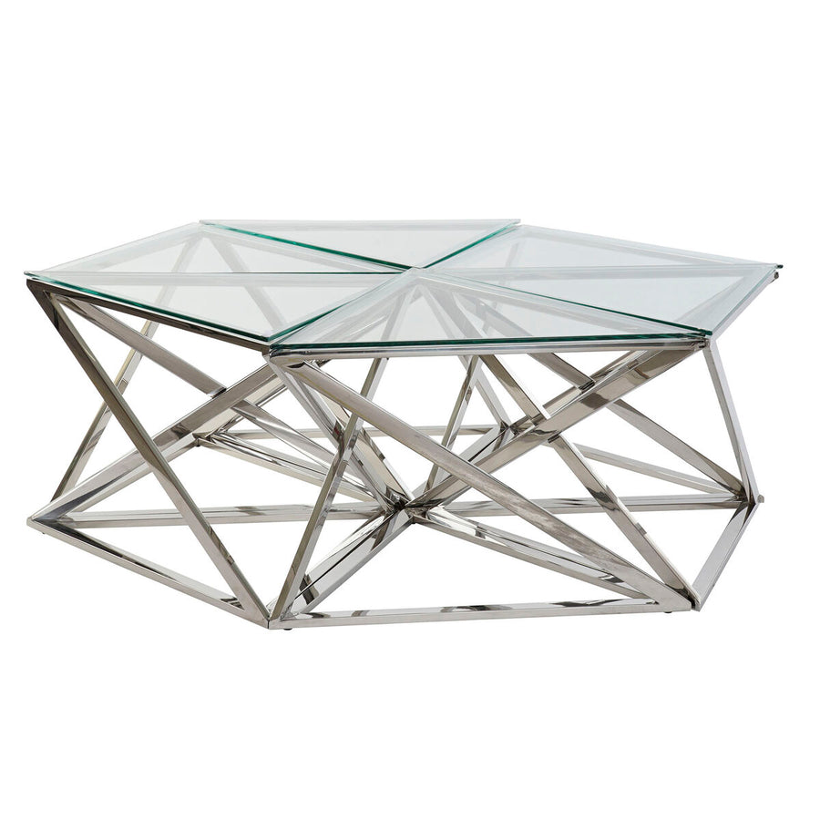 Centre Table DKD Home Decor Silver Crystal Steel Plastic 137,5 x 120,5 x 46 cm