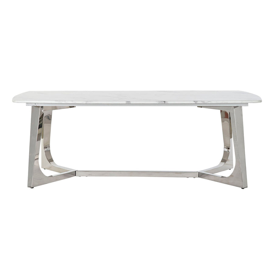 Centre Table DKD Home Decor Silver Marble Steel Plastic 127 x 70 x 43 cm