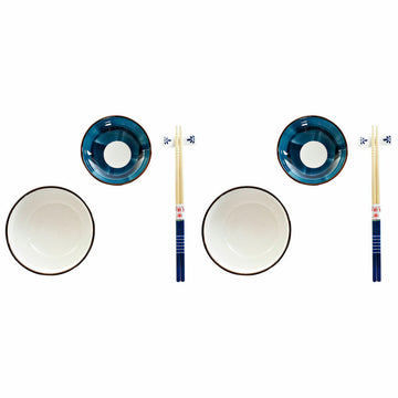 Sushi Set DKD Home Decor 34 x 29,5 x 7,3 cm Porcelain Blue White Oriental (34 x 29,5 x 7,3 cm)