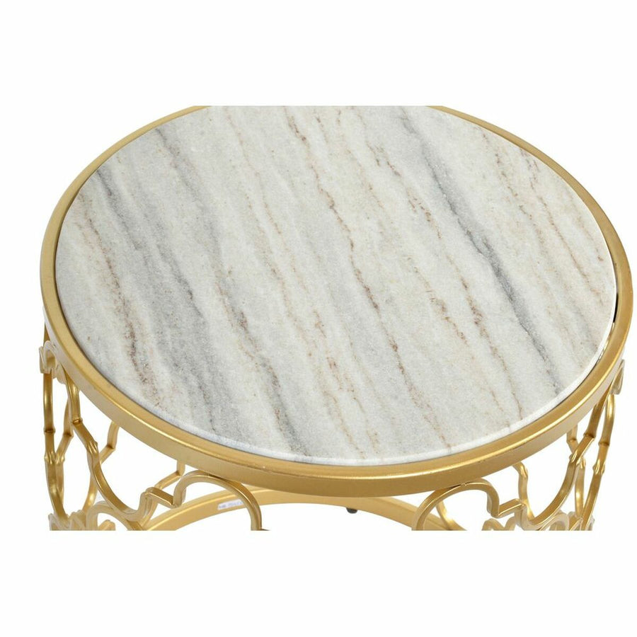 Side table DKD Home Decor Silver Metal White Marble (48 x 48 x 57 cm) (2 pcs) (40 x 40 x 46 cm)
