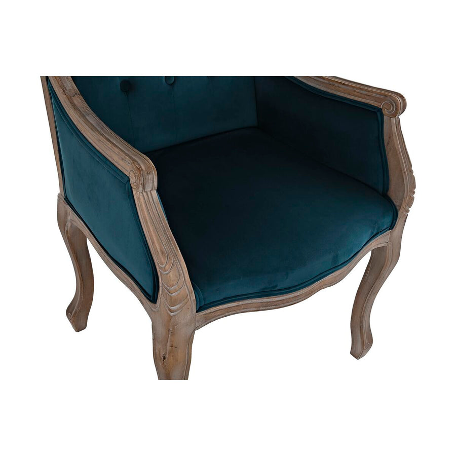 Chair DKD Home Decor Turquoise Linen Rubber wood (63.5 x 50 x 102 cm)