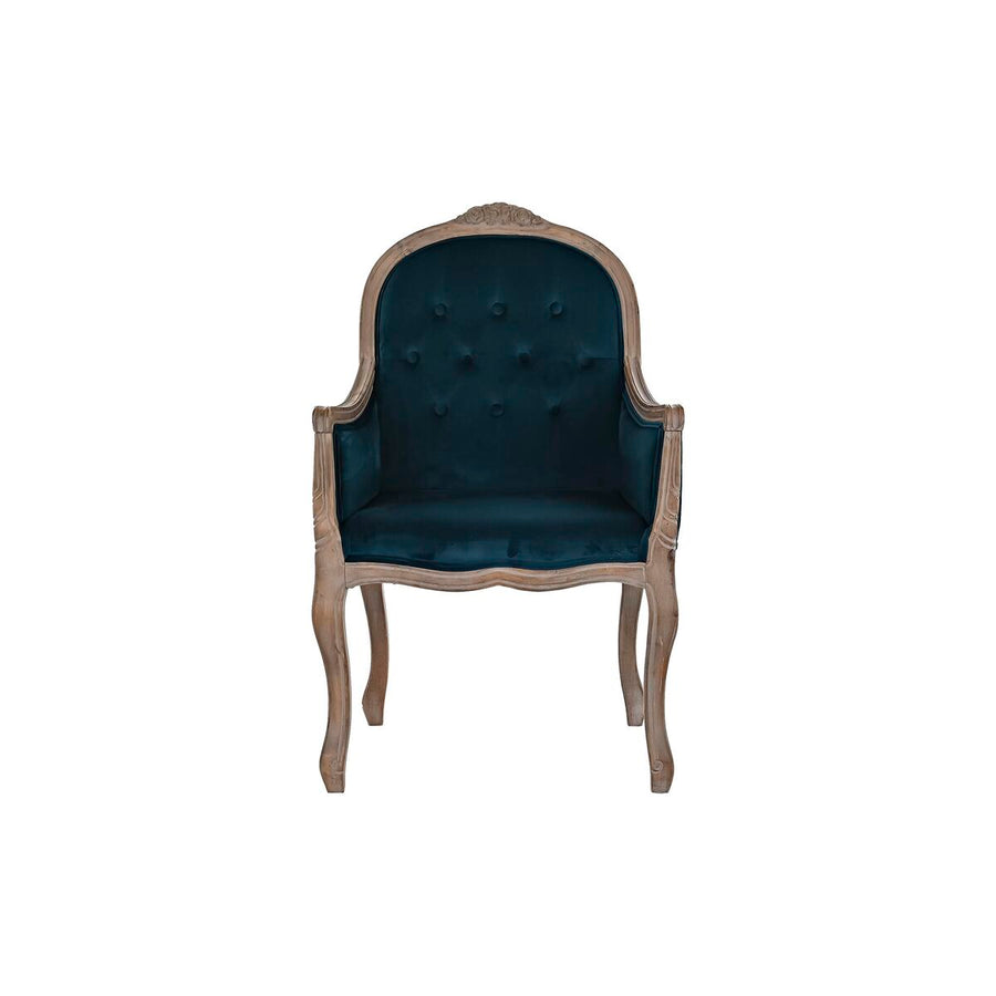 Chair DKD Home Decor Turquoise Linen Rubber wood (63.5 x 50 x 102 cm)