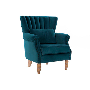 Armchair DKD Home Decor 73 x 75 x 87 cm Turquoise Rubber wood Velvet
