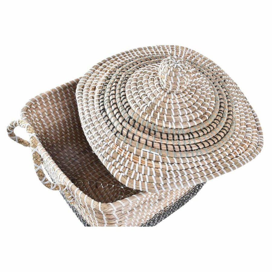 Decorative basket DKD Home Decor Grey Natural Seagrass Boho 45 x 35 x 43 cm