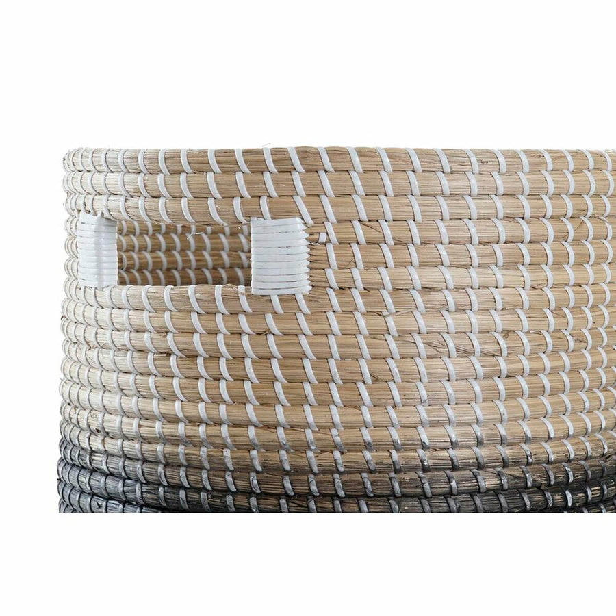 Basket DKD Home Decor Grey Natural Seagrass Boho 33 x 33 x 41 cm