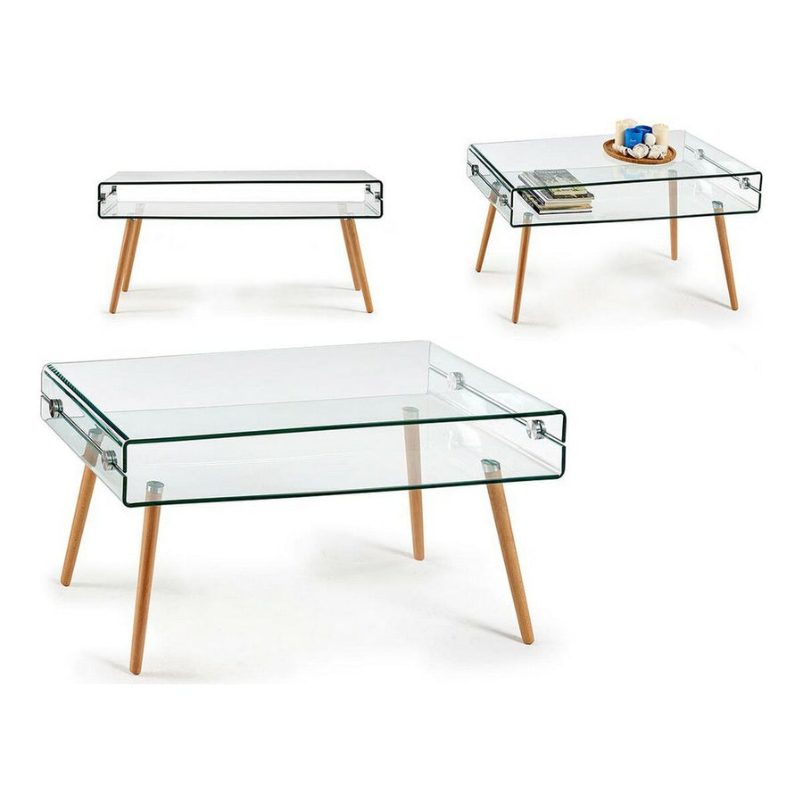 Centre Table Glass MDF Wood 55 x 52 x 110 cm