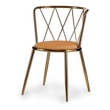 Chair Golden Metal Rhombus Mustard (50,5 x 73 x 51 cm)