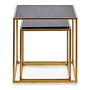 Set of 2 tables Black Golden 50 x 50 x 50 cm
