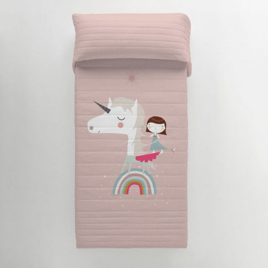 Reversible Bedspread Haciendo el Indio Unicorn Pink