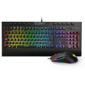 Keyboard with Gaming Mouse Krom Kalyos RGB Black