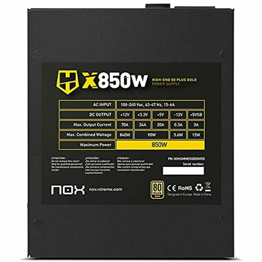Power supply Nox NXHUMMERX850WGD 850 W 840 W 90 W 80 Plus Gold ATX Black